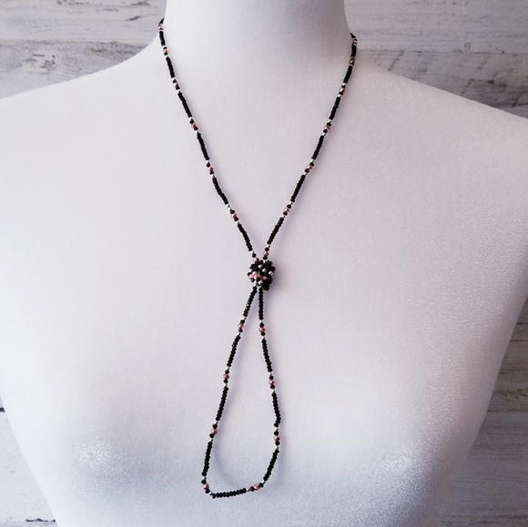 Black Spinel Layering Necklace, 36 inches - Picture 7 of 8